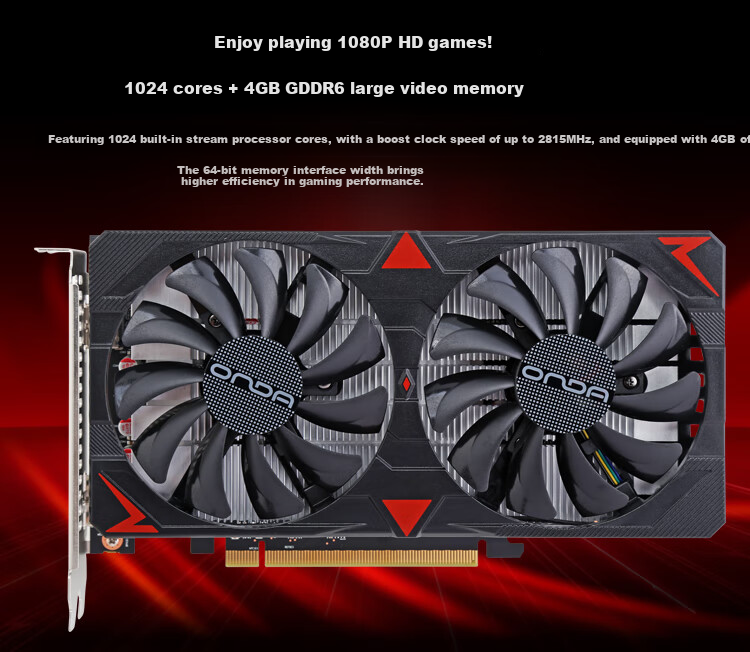 Видеокарта ONDA RX6500XT Shield 4GD6, 4GB GDDR6, игровая видеокарта