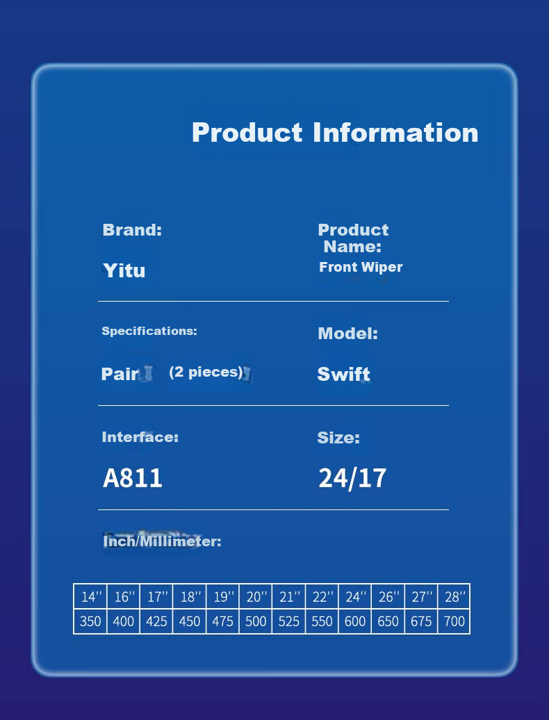 Дворники YITU для BYD Suirei [2013-2014], оригинальные, резиновые полоски, 1 пара
