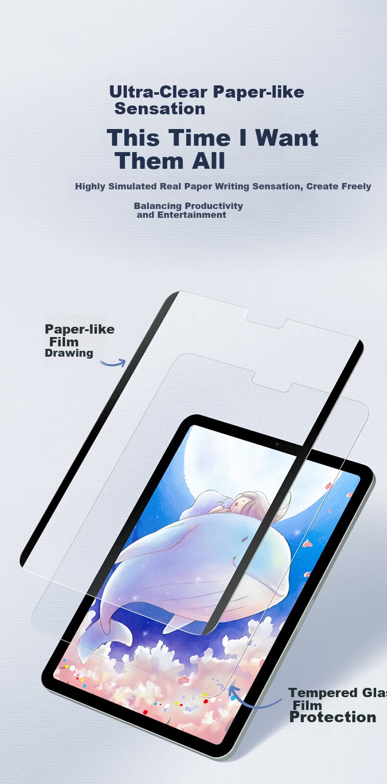 Защитная пленка для экрана Shanmo для iPad 11-го/10-го поколения, специальная пленка для рисования и письма, защита от отпечатков пальцев и ударов, 11 дюймов, совместима с моделями 2025/2022 годов