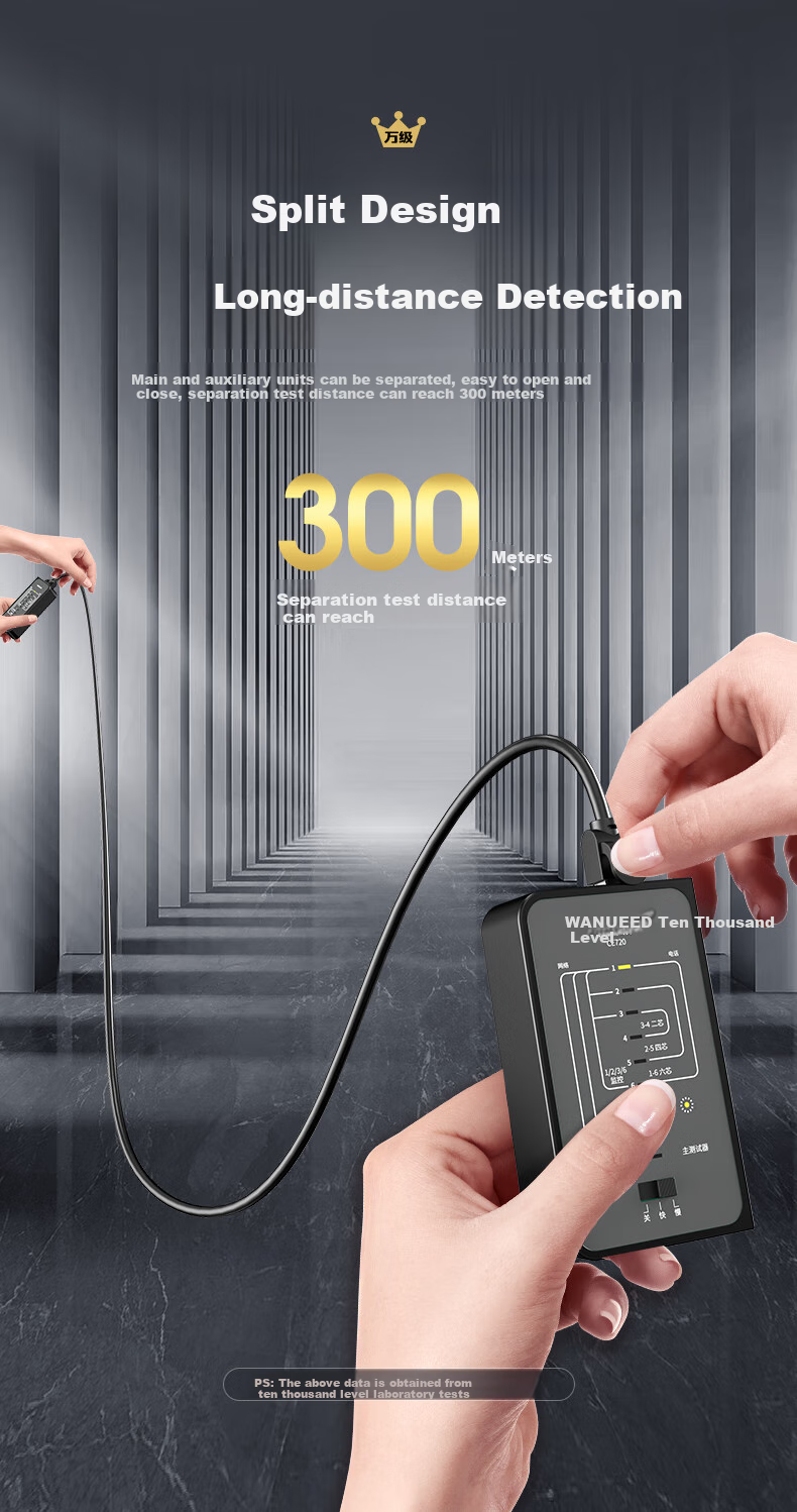 Тестер сетевых кабелей WANJEED CE710, многофункциональный детектор для компьютерных сетей RJ45 и телефонных линий, серый