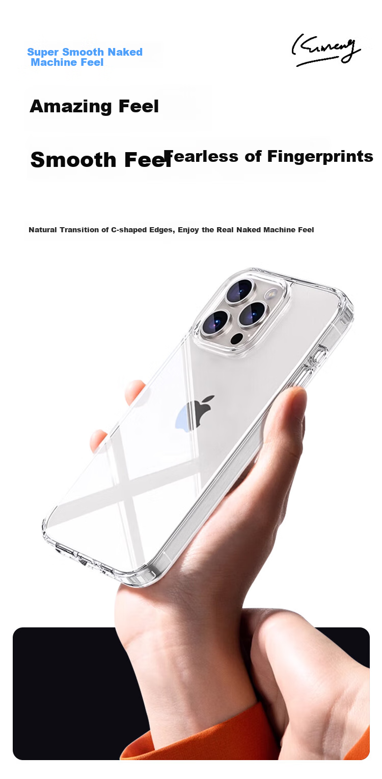 Чехол для iPhone 15 Pro Max KOOLIFE, прозрачный, противоударный, простой стиль, из ПК+ТПУ, с защитой от падения