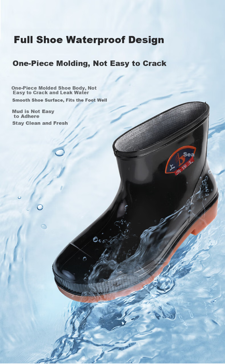 Мужские резиновые сапоги FOOTOPPO, водонепроницаемые, высокие, для улицы, размер 44, цвет черный