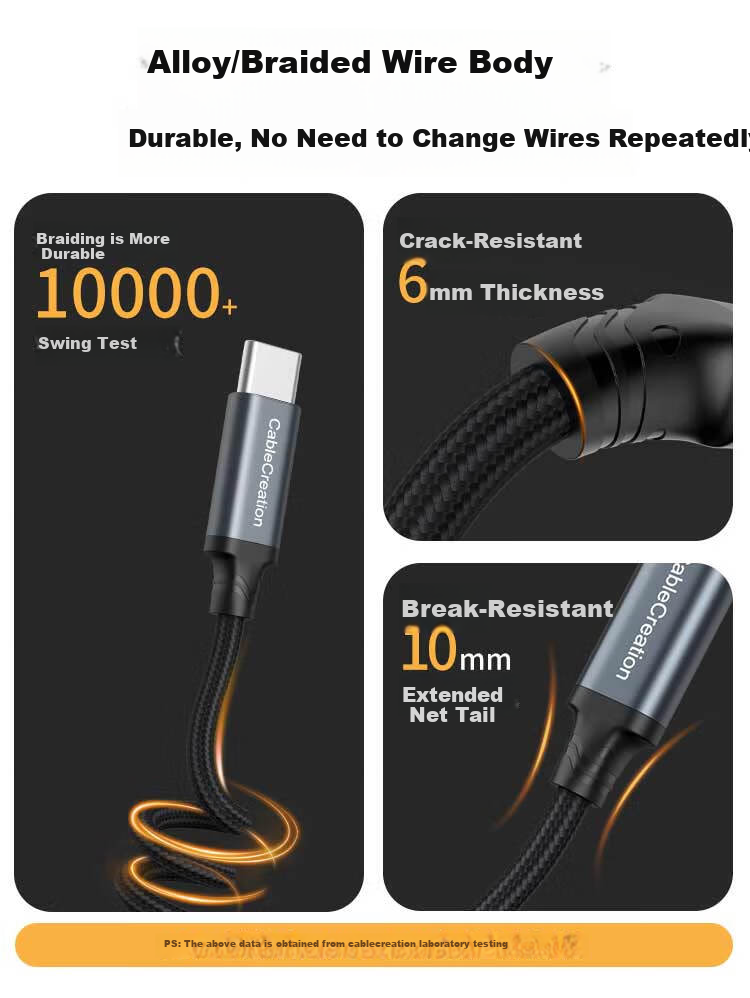 Кабель CABLE CREATION Dual-Head Type-C, 60W, витой, пружинный, для быстрой зарядки, совместим с Apple iPhone 15 Pro Max, Huawei, Xiaomi