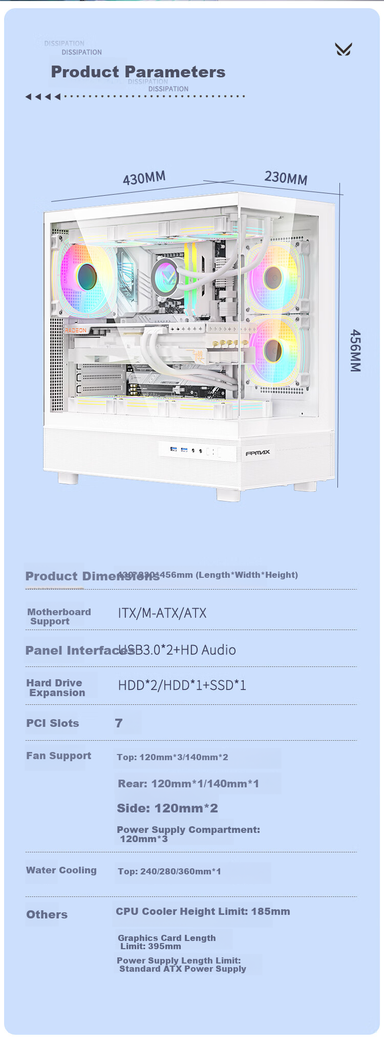 Корпус для ПК FPMAX Time Crystal Z8 Seaside View, ATX, белый