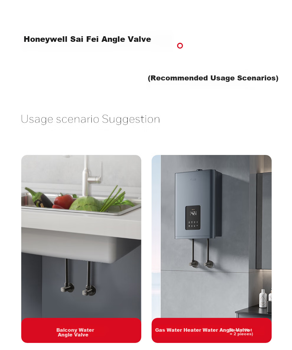 Угловой кран Honeywell, полномедный корпус с керамическим клапанным сердечником, морозостойкий и взрывозащищенный, с красно-синей маркировкой, треугольный клапан, соединитель 1/2 дюйма, цвет "оружейный металл"