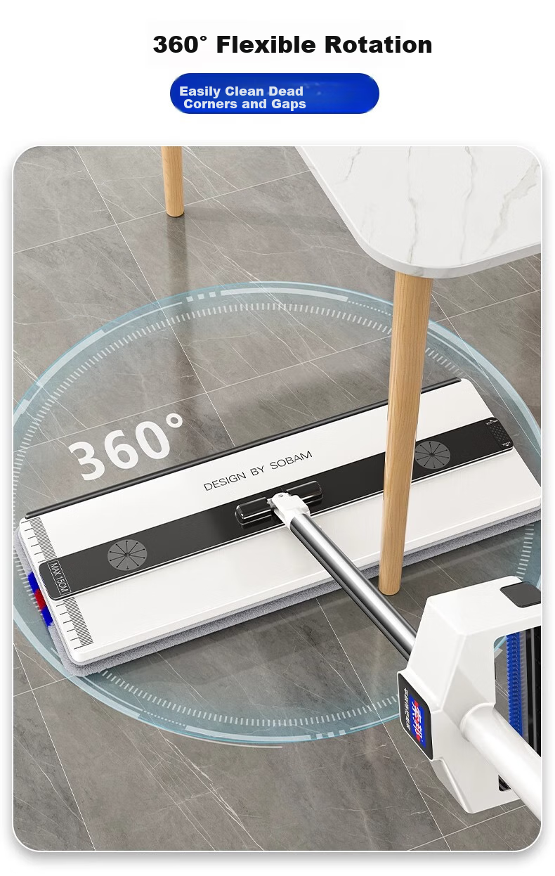 Швабра Sobam Flat Mop, 42см, 2 тряпки, для дома, универсальная, без ручного мытья, для пола, для ленивых, чистящая тряпка