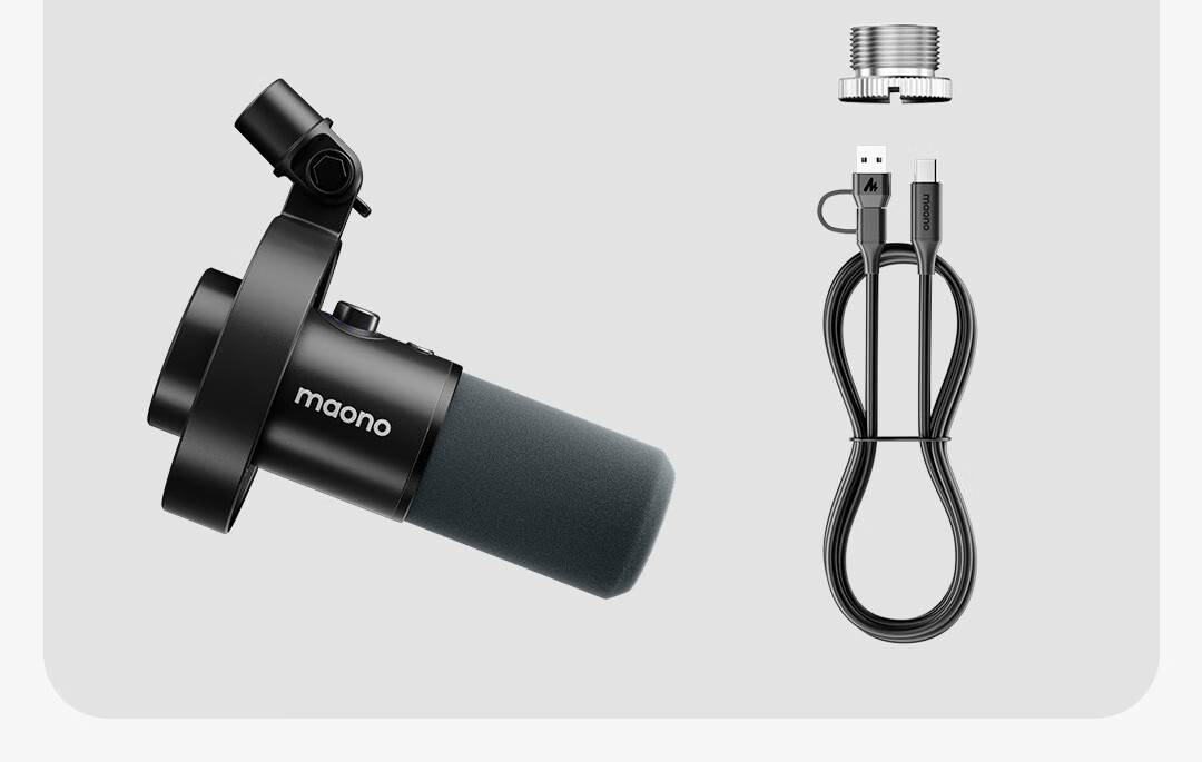 Динамический микрофон Maono PD300X, профессиональный для прямой трансляции, записи, игр, с шумоподавлением, встроенной звуковой картой