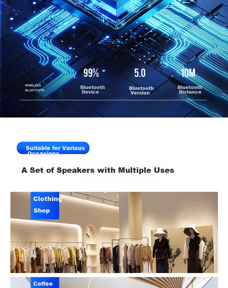 Aiguozhe X139 Комплект настенных акустических систем 2.0, 150 Вт, Bluetooth, для конференц-залов, тренировок, ресторанов, классов