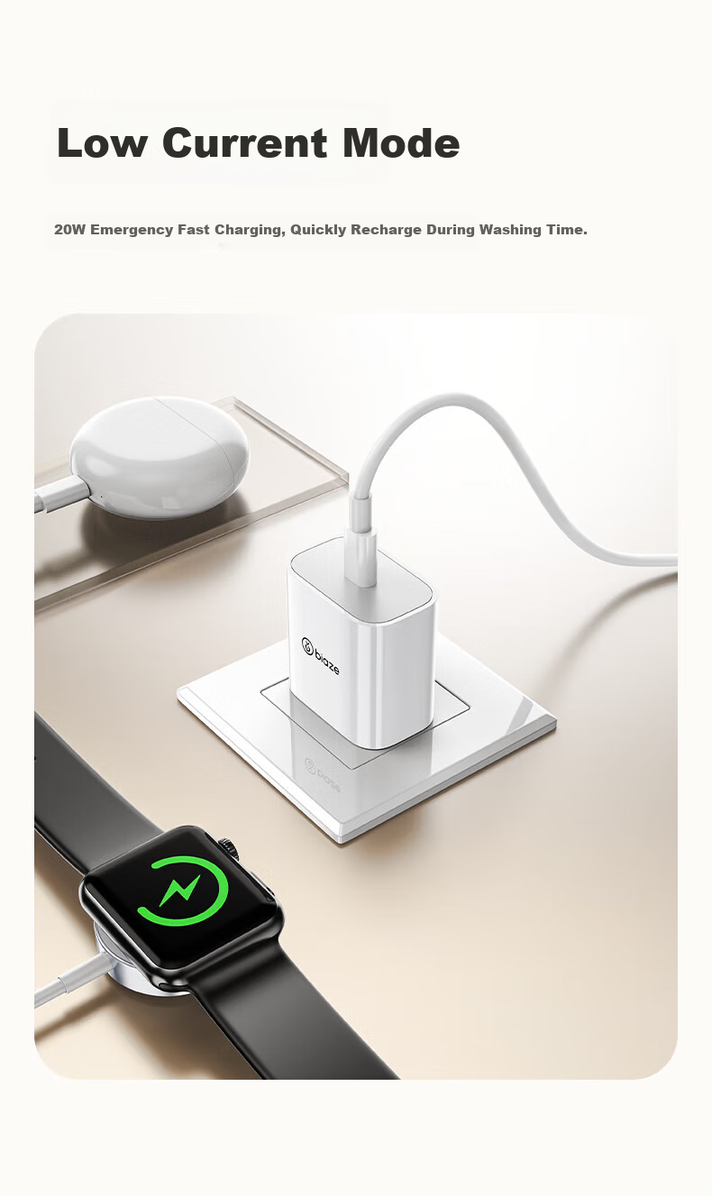 Зарядное устройство BIAZE 20W PD с кабелем Type-C, серый, для iPhone 14 Pro Max/13/12/11/iPad