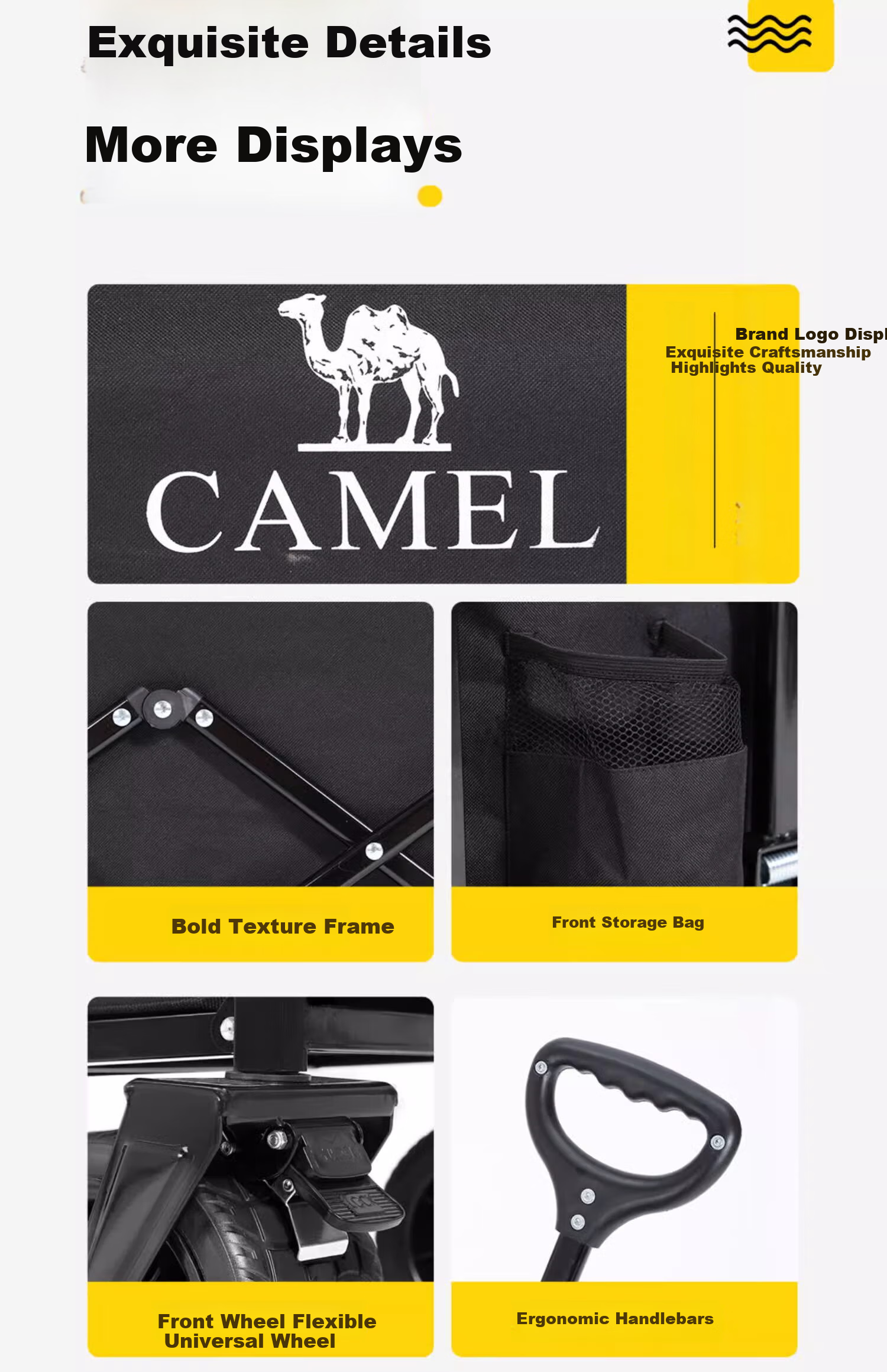 Складная тележка для кемпинга CAMEL с широкими колесами, для покупок, детей, собак, уличная тележка, 105 кг