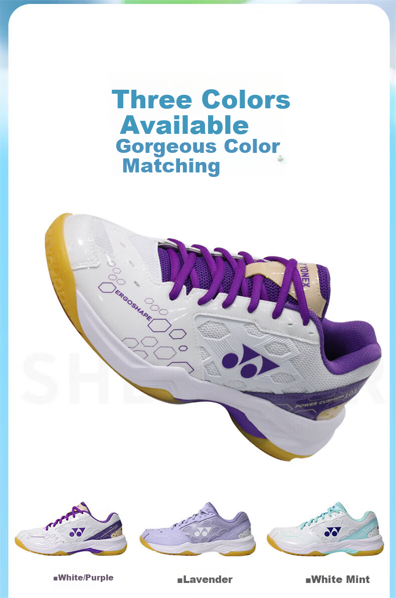 Кроссовки для бадминтона YONEX SHB101CR, мужские и женские, дышащие, амортизирующие, унисекс, белые с мятным, размер 37