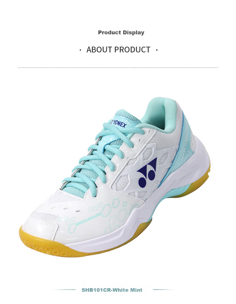Кроссовки для бадминтона YONEX SHB101CR, мужские и женские, дышащие, амортизирующие, унисекс, белые с мятным, размер 37