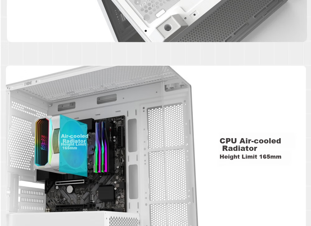 Компьютерный корпус Yingchi Aurora 3-M White (M-ATX/360мм), белый, с панорамным обзором