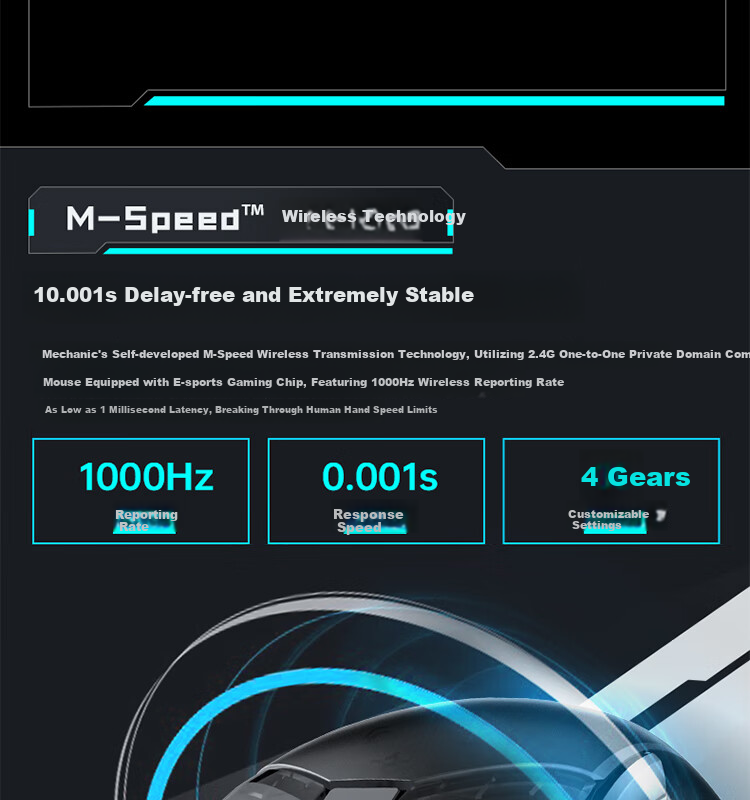 Игровая мышь MACHENIKE M7Pro, проводная/беспроводная, 8925 E-Sports, эргономичная, симметричная, легкая, черная