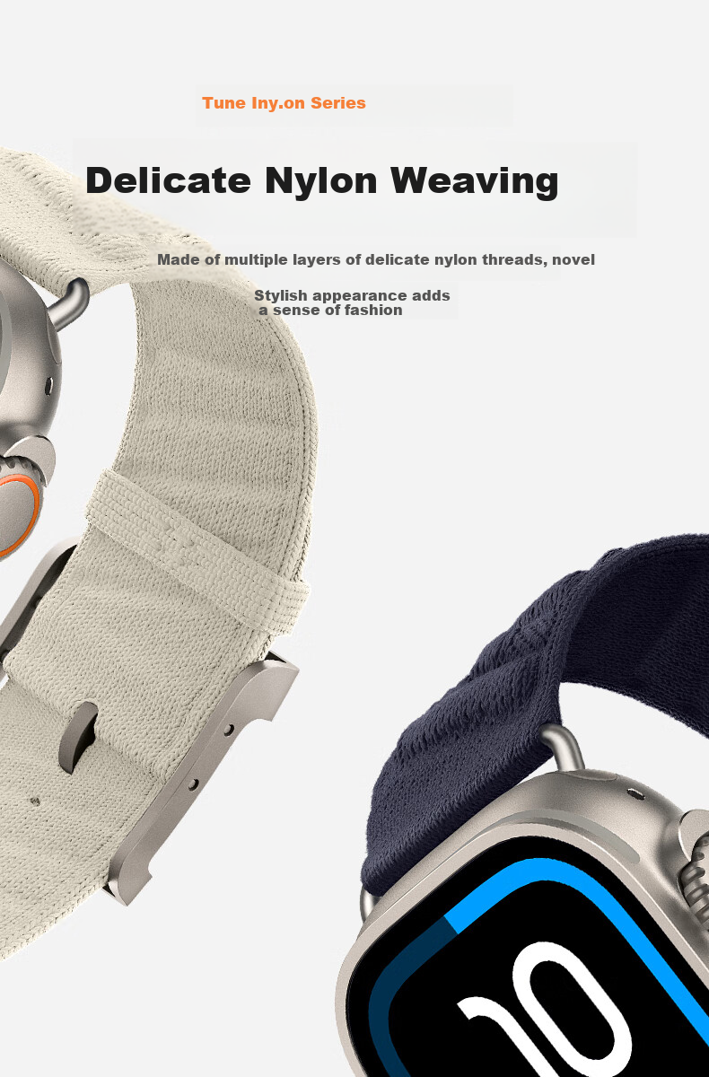 Ремешок BHO для Apple Watch Series 10/SE/Ultra3, Hermès Style En Mer, плетеный, синий, нейлон, 44/45/46/49MM