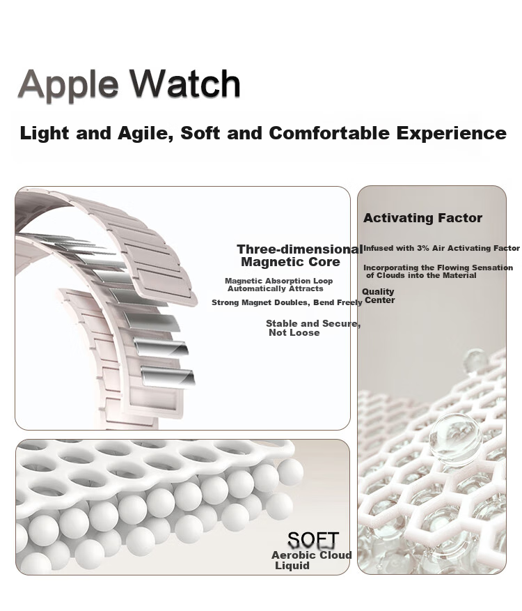 Ремешок MSSM для Apple Watch S11/S10, силиконовый, с магнитным креплением, спортивный, цвет "Звездная пыль"