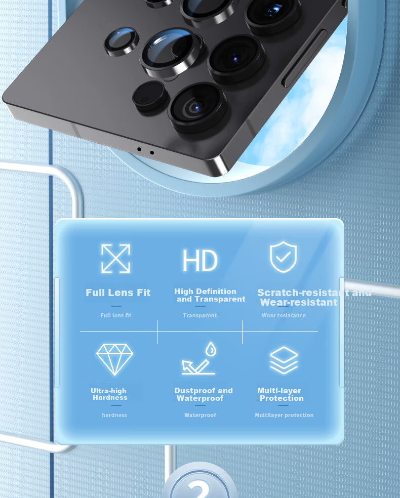 Защитная пленка для камеры Samsung S25 Ultra, Lanxingxiansheng, закаленное стекло, высокая четкость, защита от падений, износостойкая, оригинальный цвет титана