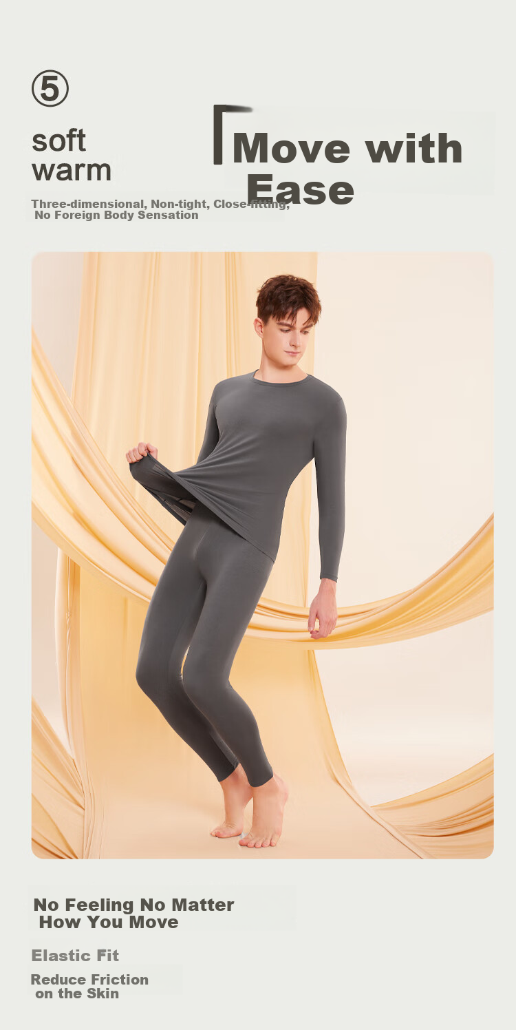 Термобелье Hodo для мужчин, комплект из кальсон и лонгслива, модель "Autumn Undershirt And Pants", цвет "Misty Blue" (Туманно-голубой), размер 180/105 (2XL), материал Модал