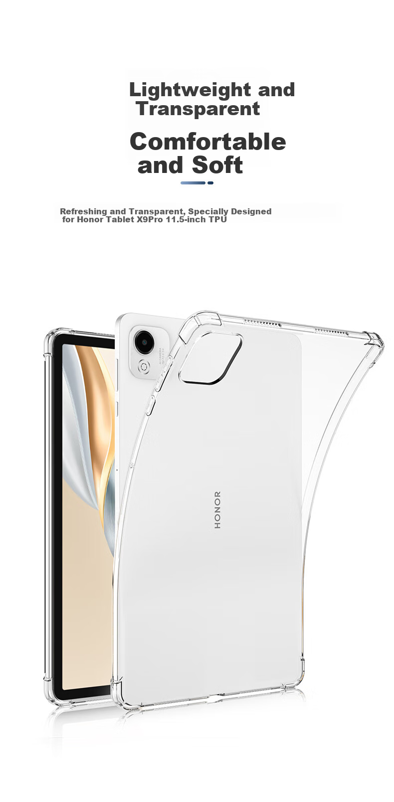Защитный чехол BIAZE для планшета Honor X10 Pro/X9 Pro 11.5 дюймов, противоударный, из ТПУ, с защитой углов, прозрачно-белый