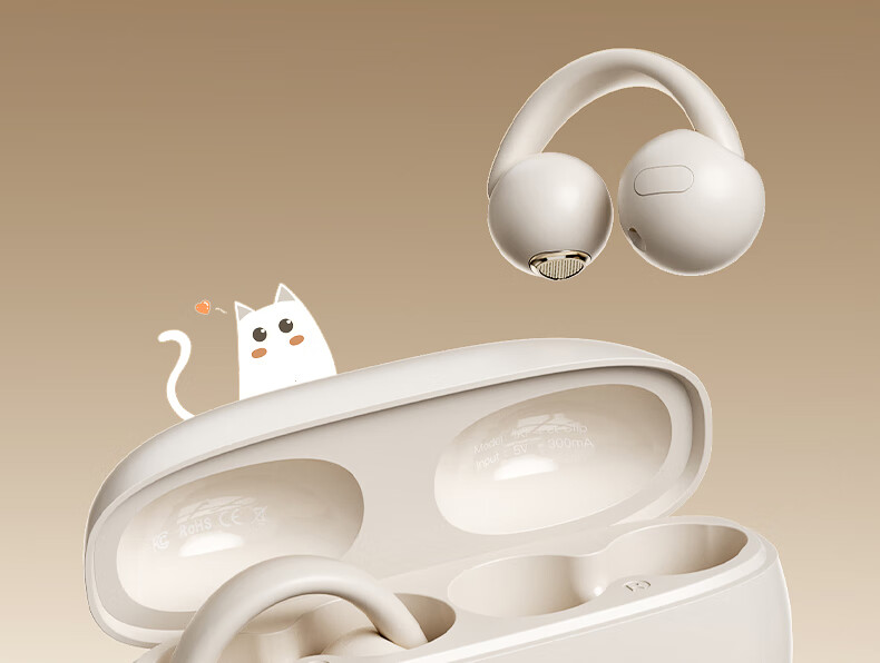 Беспроводные наушники IKF Pet Clip True Wireless Bluetooth, с костной проводимостью, Hi-Fi звук, долгая батарея, для спорта и студентов, совместимы с Xiaomi и Huawei, цвет "Облачный камень" (белый)