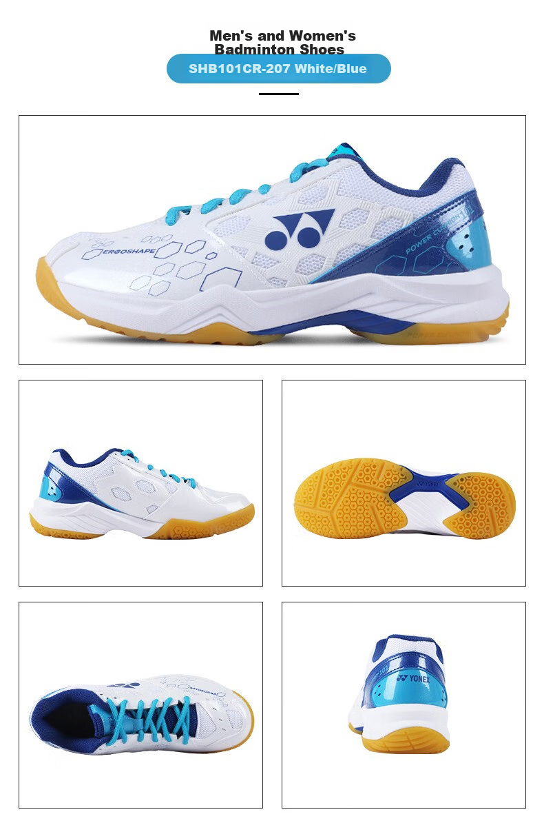 Кроссовки для бадминтона YONEX SHB101CR, мужские и женские, дышащие, амортизирующие, унисекс, белые с мятным, размер 37