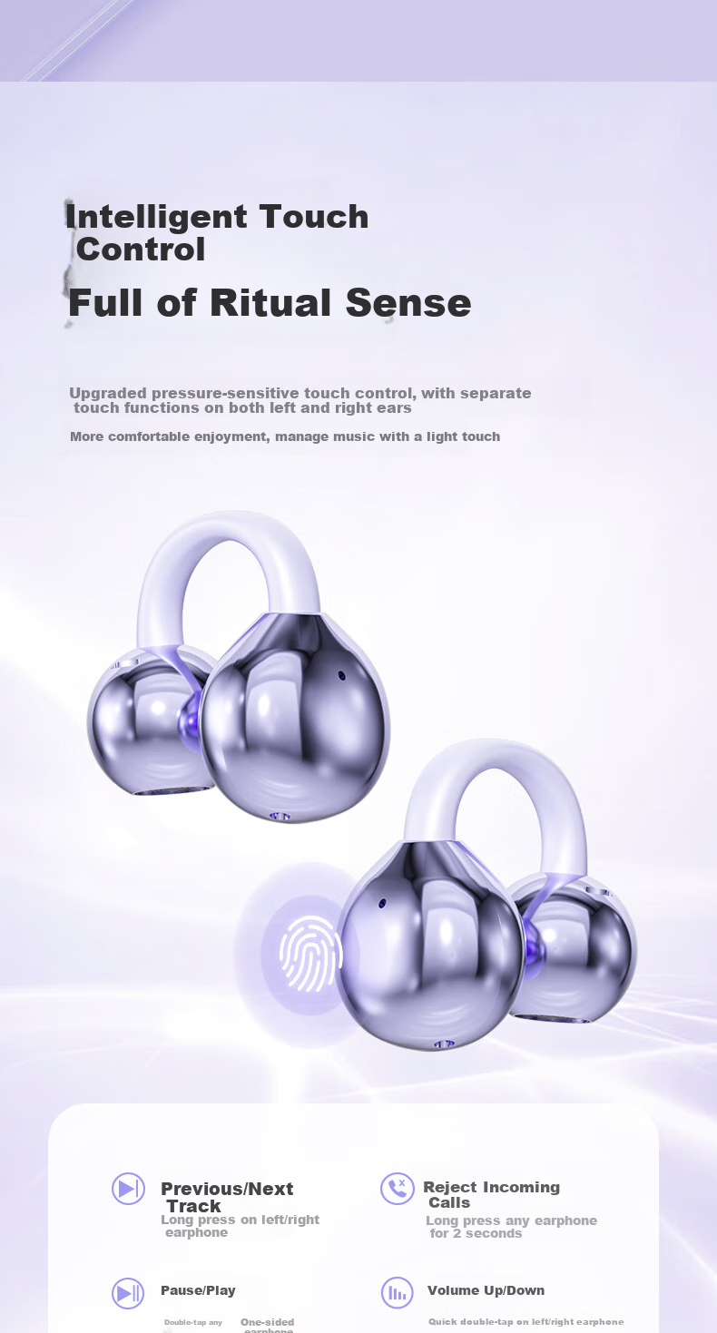 Беспроводные наушники Guiyin T16, Bluetooth 5.4, открытого типа, шумоподавление, спортивные, черные