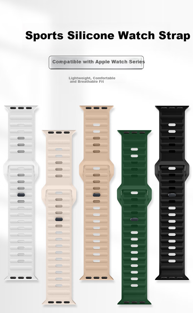 Ремешок BHO для Apple Watch Series 11/Ultra, ступенчатый силиконовый ремешок для IWatch Series 10/9/8/7/6/SE3/2/1, спортивный ремешок