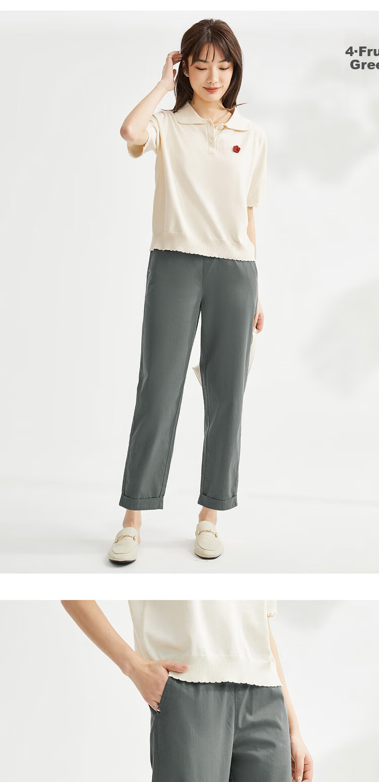 Женские брюки Giordano, летние, из чистого хлопка, с эластичным поясом, легкие повседневные брюки, 05424354