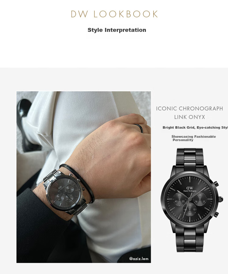 Мужские часы Daniel Wellington DW642, кварцевые, хронограф, стальные, черные