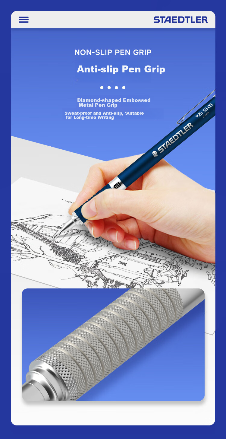 Механический карандаш STAEDTLER 925 35-07, 0.7 мм, металлический корпус, синий