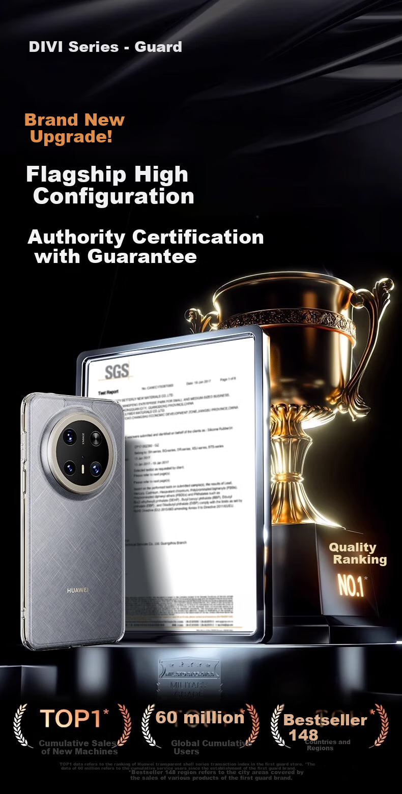 Чехол DIVI для Huawei Mate 70 Pro/Mate 70 Pro+/Premium Edition, прозрачный, ультратонкий, противоударный, силиконовый, мягкий