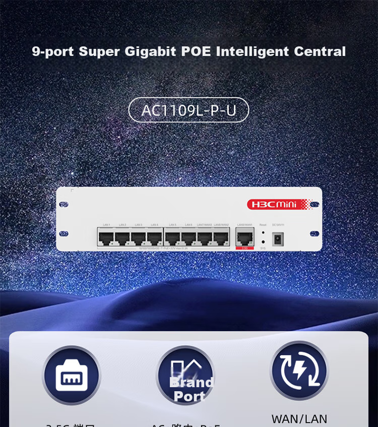 H3C AC1109L-P-U: 9-портовый PoE-маршрутизатор с гигабитными портами 2.5G