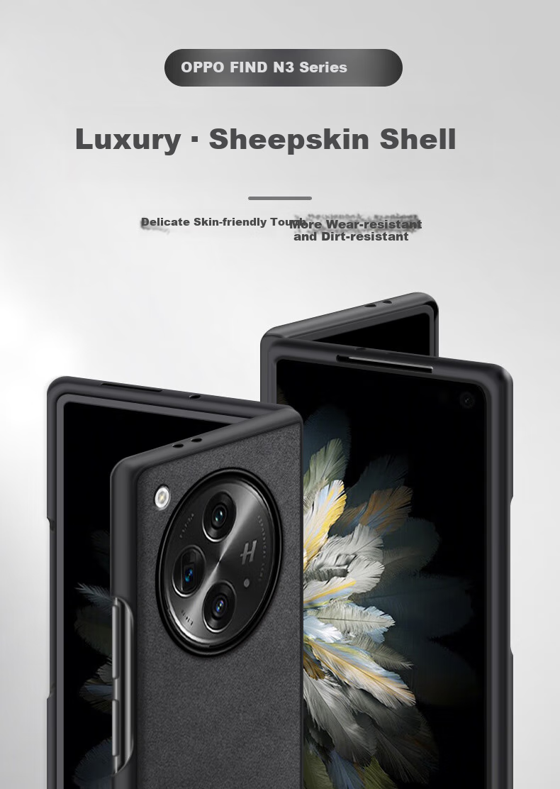 Чехол для телефона Shangsu из овчины для OPPO Find N3, защитный чехол, складной экран, противоударный, простой кожаный чехол, графитовый серый