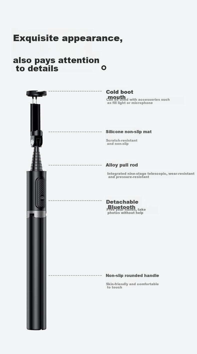 Штатив-селфи палка Feilipu DLK5305, 1.75 м, Bluetooth, черный