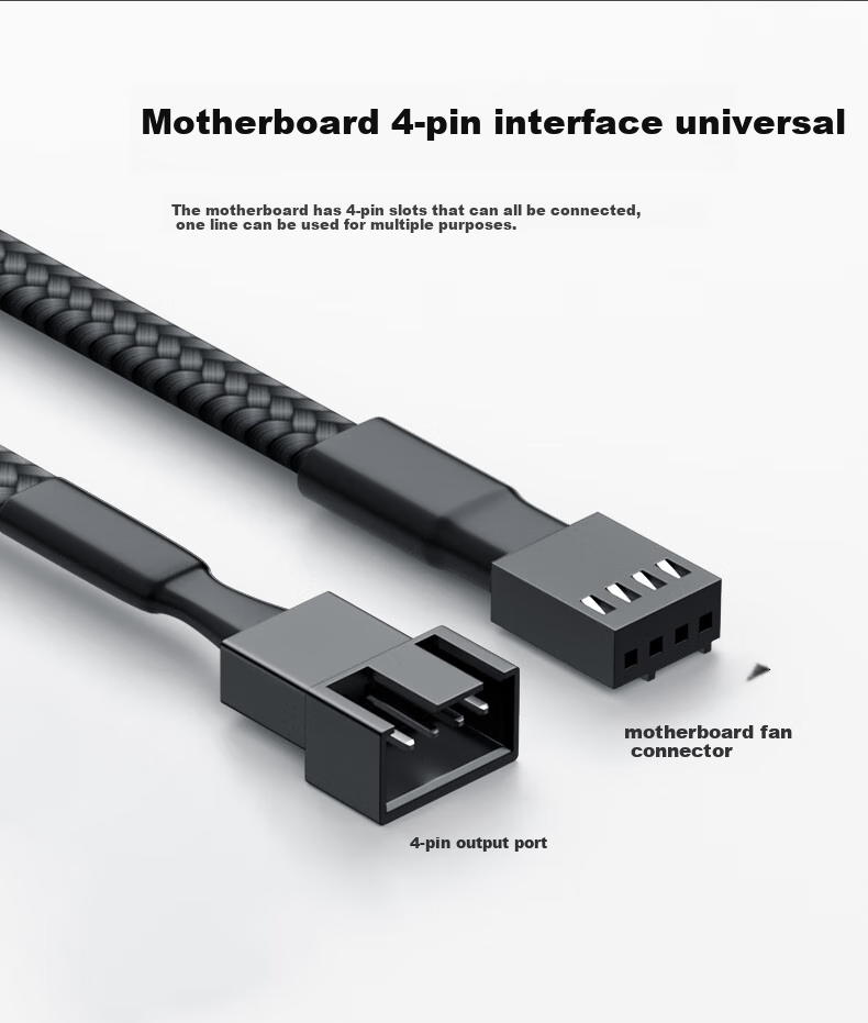 LinkStone Кабель-удлинитель для вентилятора материнской платы с 4-контактным разъемом, адаптер для вентилятора настольного компьютера, совместимый с 3-контактным интерфейсом, поддержка ШИМ-управления температурой