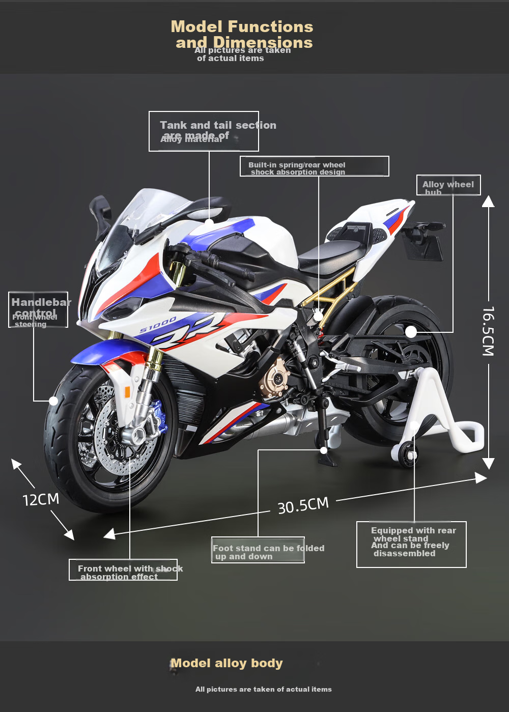 Модель мотоцикла Chiyumoxing 1:9, BMW S1000RR, литая модель из сплава, игрушечный мотоцикл для мальчиков, подарок на День святого Валентина