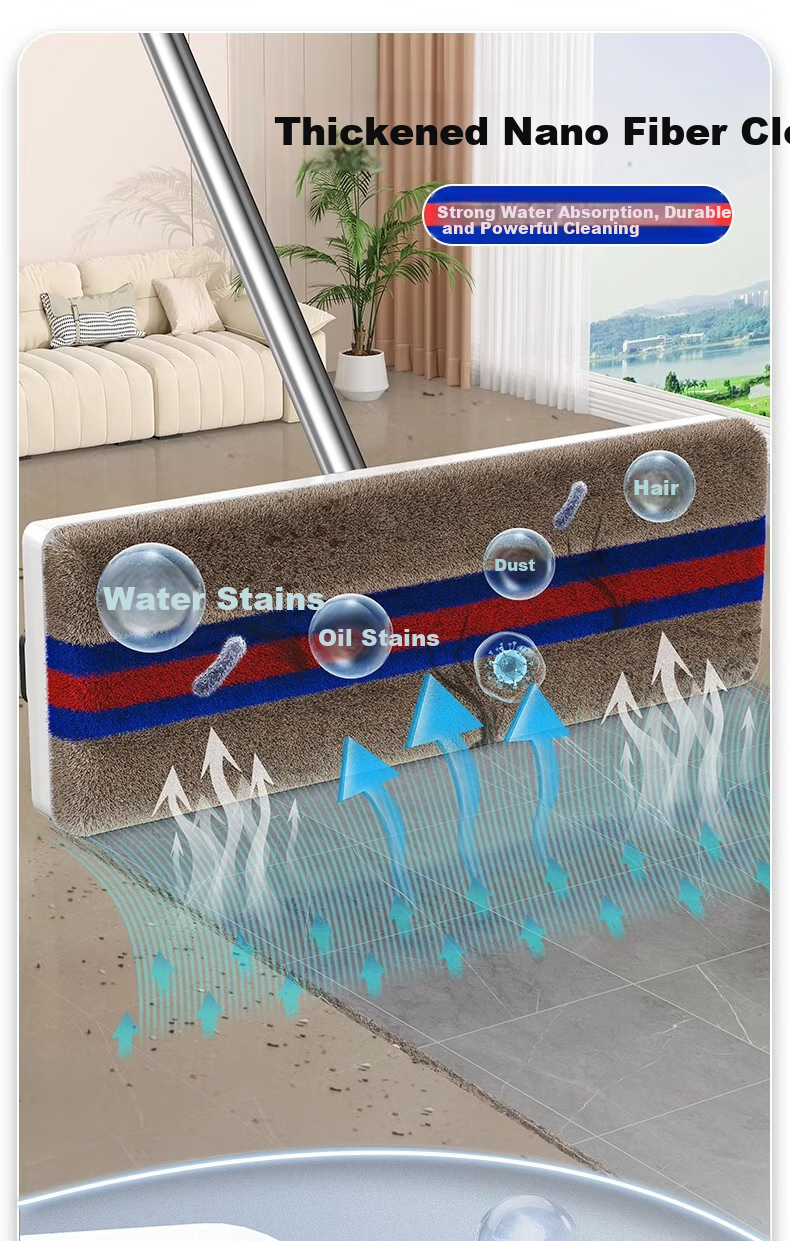 Швабра Sobam Flat Mop, 42см, 2 тряпки, для дома, универсальная, без ручного мытья, для пола, для ленивых, чистящая тряпка