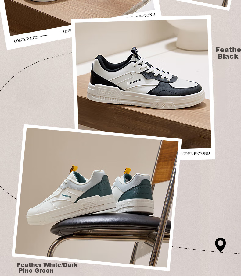 Мужские кроссовки 361° Classic Sneakers, натуральная кожа, весна-лето 2025, размер 42, белый/черный