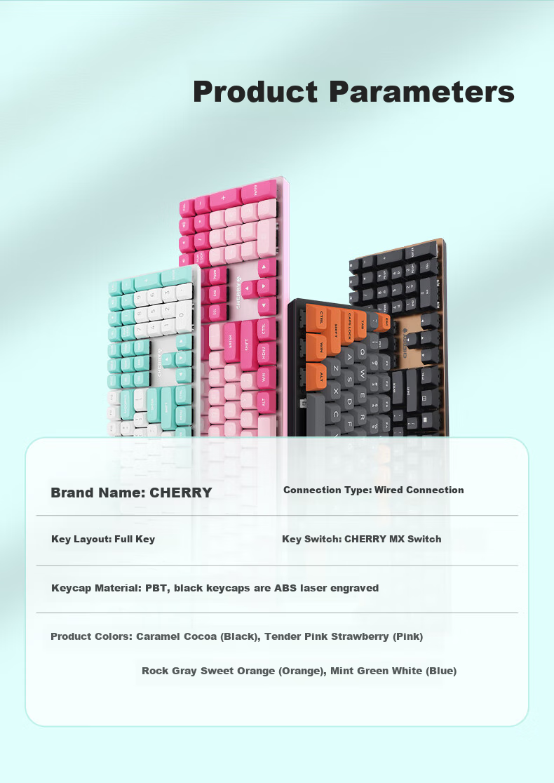 Механическая клавиатура CHERRY KC200, офисная и игровая, проводная, 108 клавиш, красный переключатель, PBT кейкапы, цвет серо-оранжевый