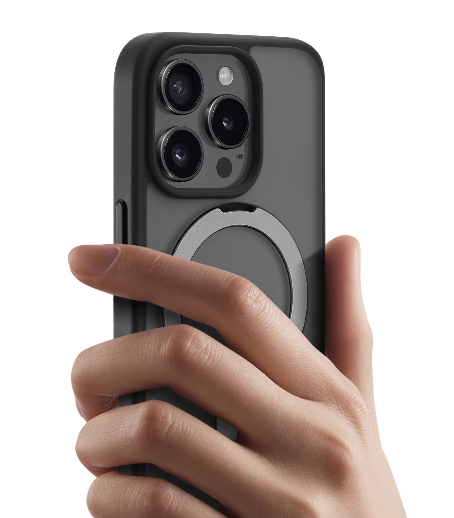 Чехол-накладка ZHIWEISHI с магнитной подставкой для Apple iPhone 15 Pro, MagSafe, ультратонкий, матовый, графитовый черный