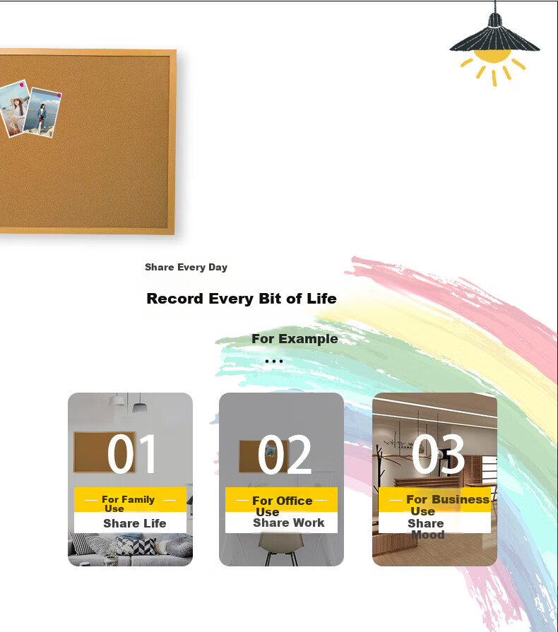 Меловая доска Bibiniu Cork Board Hanging 60*90см, декоративная, для прикалывания, с деревянной рамой, фотостена, доска для заметок, домашняя доска объявлений BBNH6090W