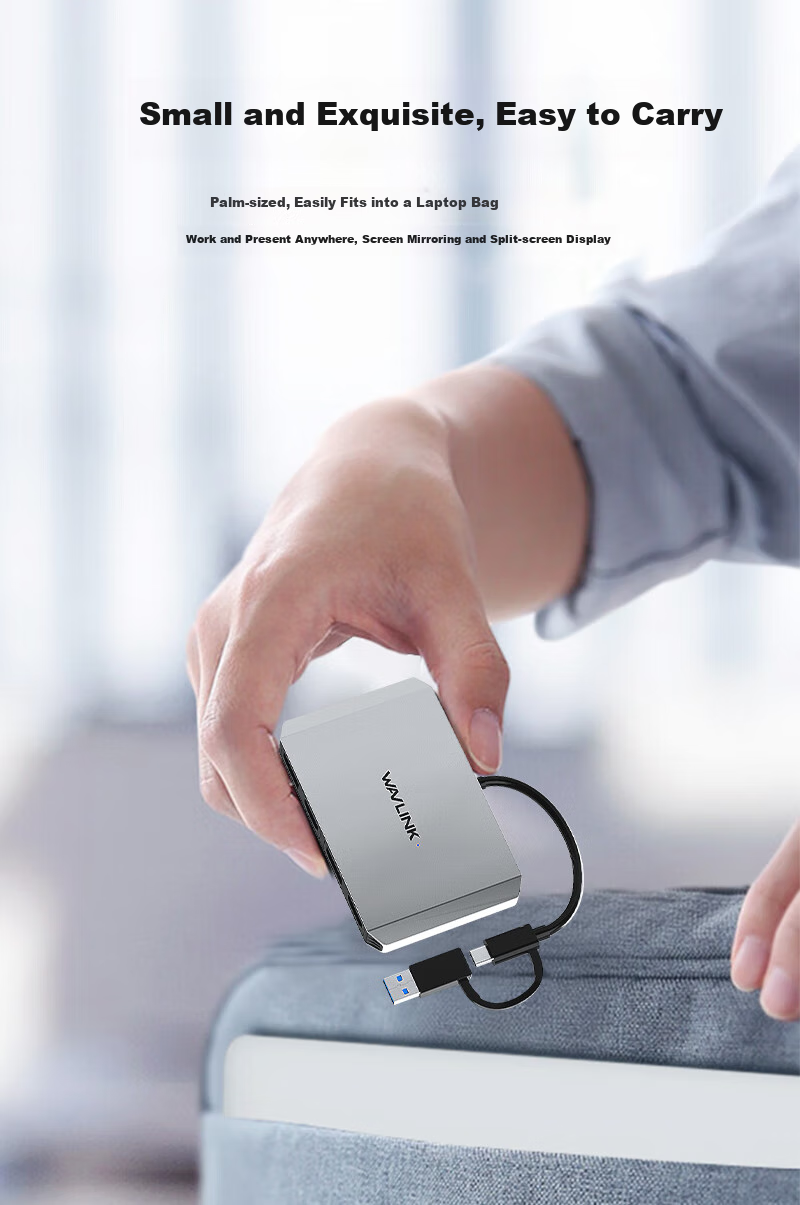 Wavlink WL-UG69DH2 Silver Expansion Dock, Type-C to DP Dual HDMI, Supports 5K60Hz, DisplayLink Protocol Converter Adapter, Suitable for Macbook Screen Extension