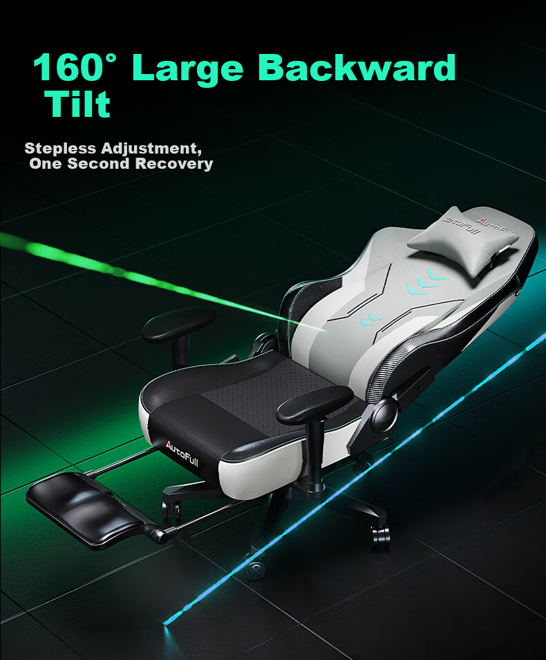 Игровое кресло AutoFull C3 Titanium, эргономичное, компьютерное, офисное, биомеханическое, с поддержкой, 160 градусов, кожа, черный