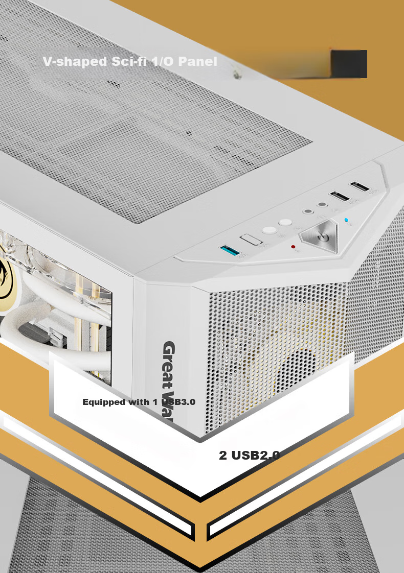 Компьютерный корпус Great Wall HIDDENBLADE H513W, белый, ATX/E-ATX/mATX/Mini-ITX, Full-Tower, с окном на боковой панели