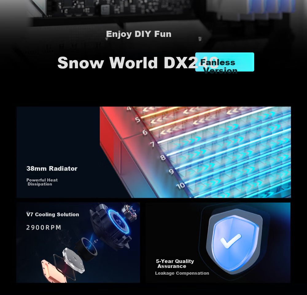 Комплект термопасты ID-COOLING Snow Border DX240 White Fanless, белый