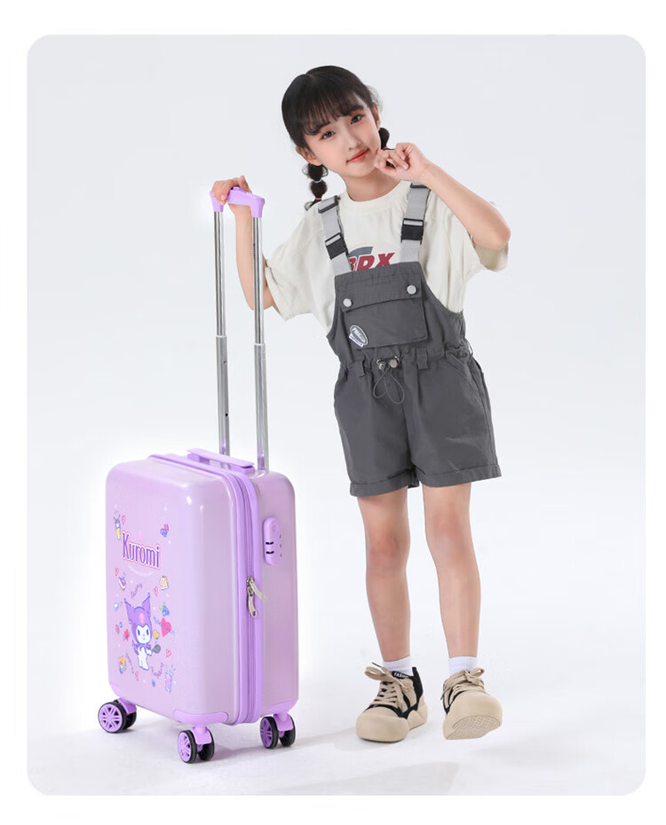 Чемодан Mesuca X Sanrio Kuromi с кодовым замком и универсальными колесами, детский чемодан на колесиках, 18-дюймовый детский багаж, ручная кладь