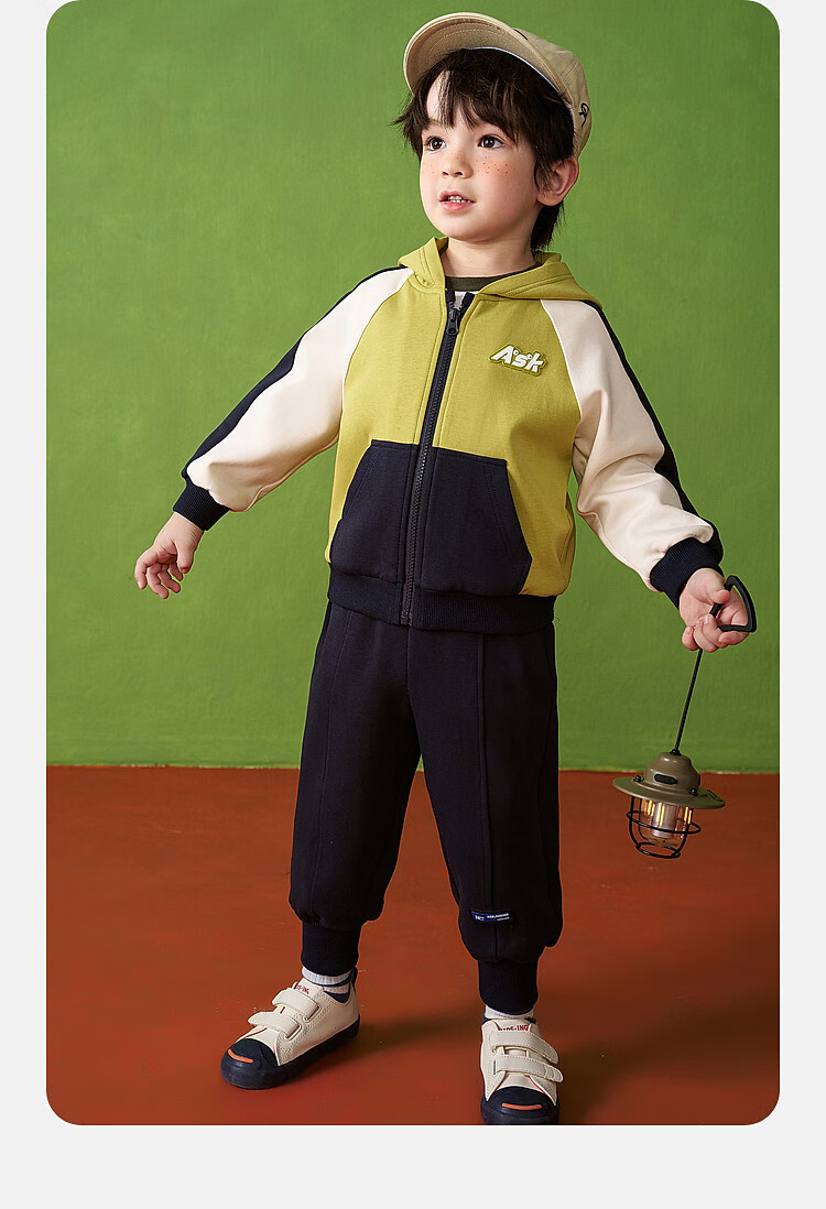 Детский спортивный костюм ASK JUNIOR, весна 2026, спортивная толстовка и брюки, двухпредметный комплект, зеленый, размер 90