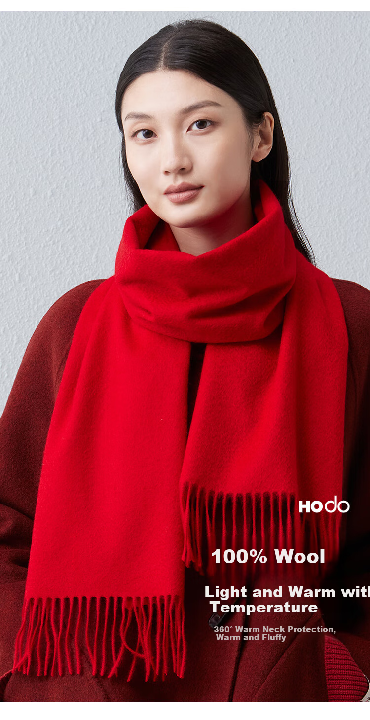 Шарф Hodo 100% шерсть, женский, для корпоративных заказов, красный, подарочный набор на Новый год и День Святого Валентина