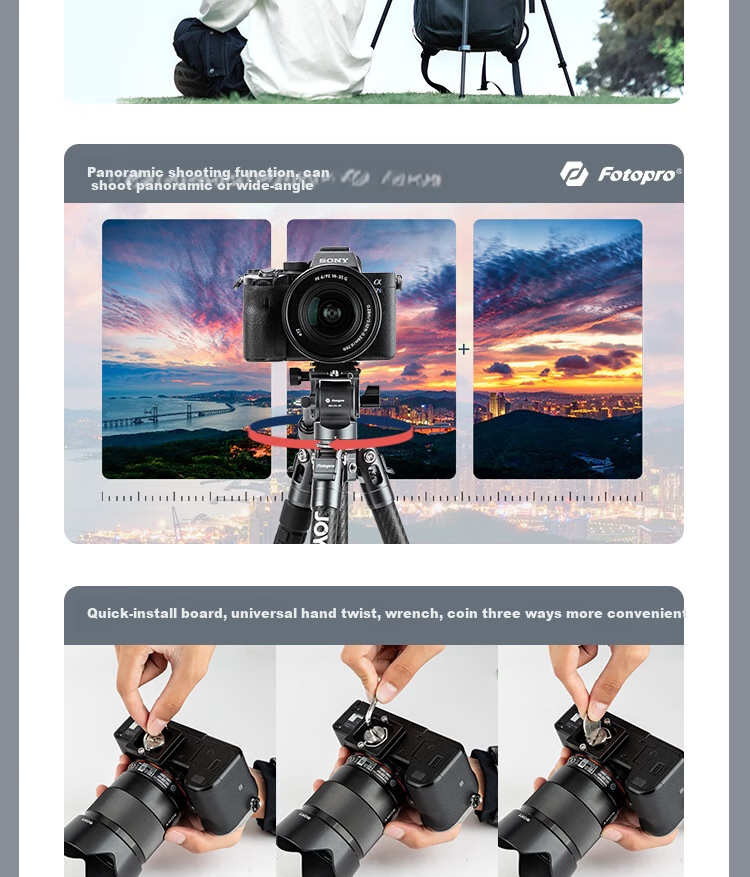 Штатив Fotopro LITE VIDEO с флип-замками, регулируемый монопод, металлическая гидравлическая головка, для видеосъемки, фотографии, беззеркальных камер, из углеродного волокна