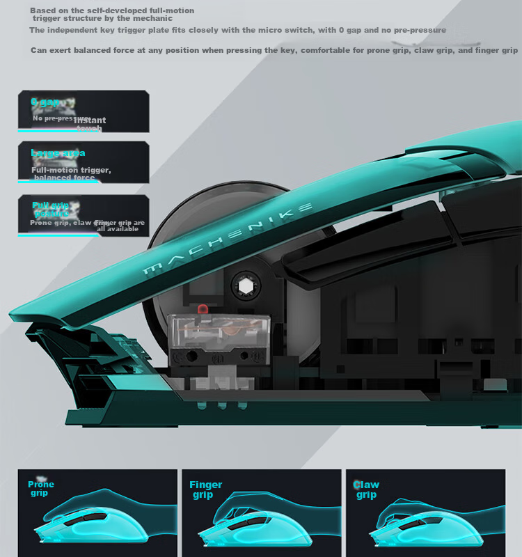 Игровая мышь MACHENIKE M7Pro, проводная/беспроводная, 8925 E-Sports, эргономичная, симметричная, легкая, черная